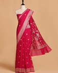 Magenta Open Pallu Saree in Georgette