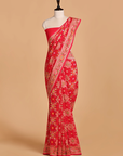 Red Meenakari Jaal Saree in Georgette