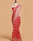 Red Jaal Saree in Silk