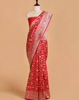 Red Jaal Saree in Silk