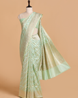 Light Pista Butti Saree in Silk