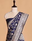 Navy Blue Jaal Saree in Silk