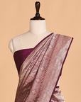 Wine Brocade Saree in Silk
