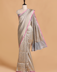 Grey Brocade Saree in Silk