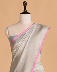 Grey Brocade Saree in Silk