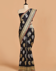 Navy Blue Butta Saree in Silk