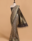 Navy Blue Brocade Silk Saree
