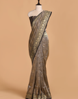 Navy Blue Brocade Silk Saree