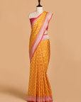 Mustard Yellow Patola Pallu Saree in Silk