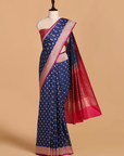 Navy Blue Patola Pallu Saree in Silk
