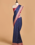 Navy Blue Patola Pallu Saree in Silk