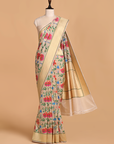 Off White Meenakari Jaal Saree in Silk