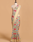 Off White Meenakari Jaal Saree in Silk