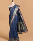Royal Blue Jaal Saree in Silk
