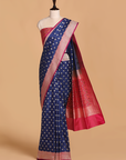 Navy Blue patola Pallu Saree in Silk