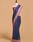 Navy Blue patola Pallu Saree in Silk