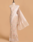 Off White Meenakari Butta Saree in Silk