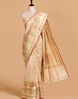 Off White Butti Saree in Silk