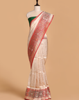 Off White Brocade Saree in Silk