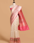 Off White Brocade Saree in Silk