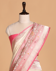 Off White Brocade Saree in Silk