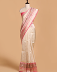 Off White Brocade Saree in Silk
