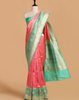 Peach Brocade Saree in Silk