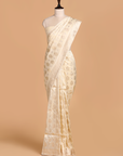 Off White Butta Saree in Silk