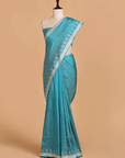 Firozi Plain Silk Saree
