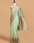 Pista Green Plain Saree in Silk
