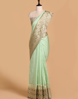 Pista Green Plain Saree in Silk