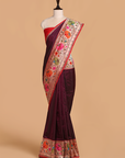 Wine Plain Saree in Silk
