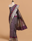 Wine Brocade Saree in Silk