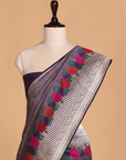 Wine Brocade Saree in Silk