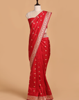 Red Butti Saree in Silk