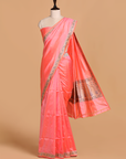 Coral Pink Butti Saree in Silk