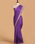 Purple Butti Saree in Silk