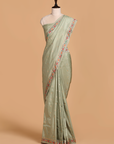 Pista Green Butti Saree in Silk