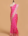 Rani Pink Butta Saree in Silk