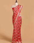 Red Jaal Saree in Silk