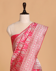 Strawberry Pink Butta Saree in Silk