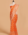 Orange Tulsi Jaal Saree in Silk