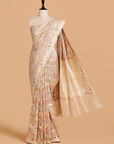 Light Pista Butta Saree in Silk Tissue