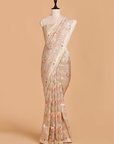 Light Pista Butta Saree in Silk Tissue