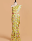 Mehndi Green Jaal Saree in Silk