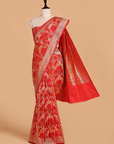 Red Jaal Saree in Silk