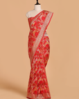 Red Jaal Saree in Silk