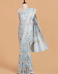 Sky Blue Jaal Saree in Silk