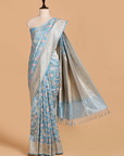 Sky Blue Jaal Saree in Silk