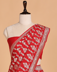 Red Jaal Saree in Muslin Silk